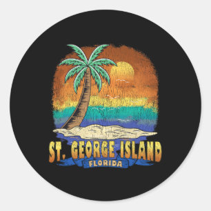 St. George Island Florida Vintage Distressed Souve Classic Round Sticker