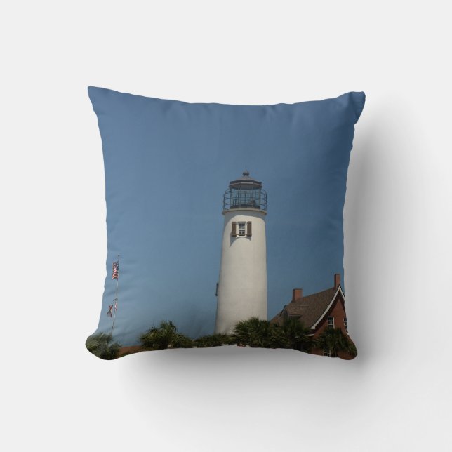 St George Island Lighthouse photo created into a  Cushion (Front)