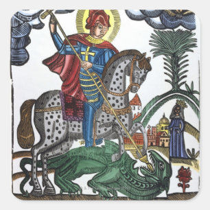 St. George killing dragon Square Sticker