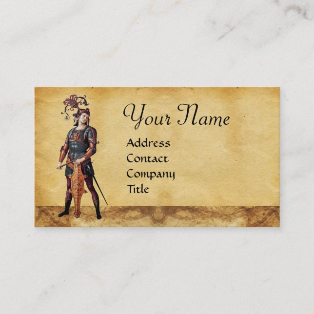 ST. GEORGE  Old Brown Parchment Monogram Business Card (Front)