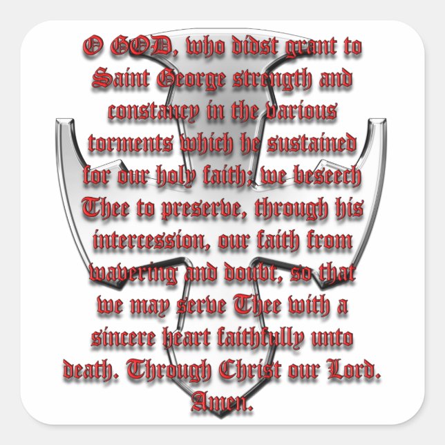 St George Shield Square Sticker (Front)