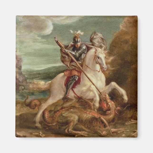 St. George slaying the dragon, (oil on panel) Magnet (Front)