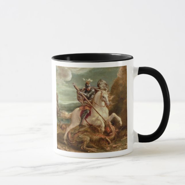 St. George slaying the dragon, (oil on panel) Mug (Right)