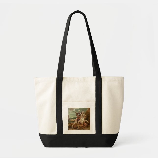 St. George slaying the dragon, (oil on panel) Tote Bag (Front)
