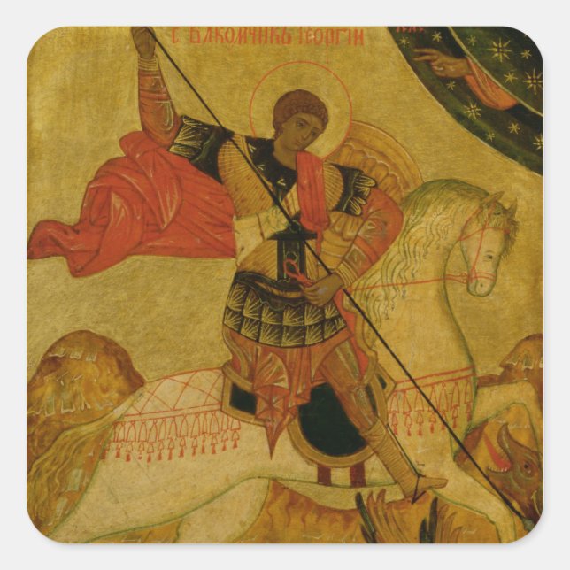 St. George slaying the Dragon Square Sticker (Front)