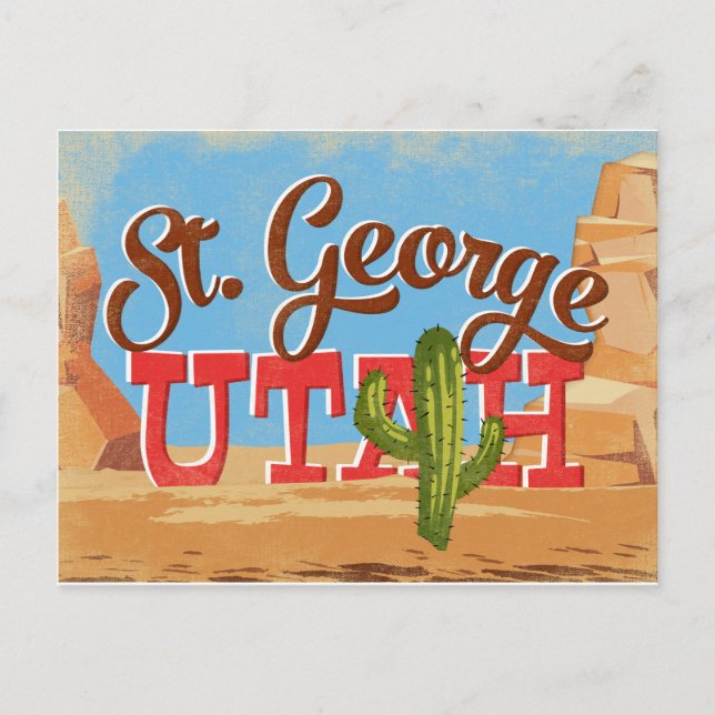 St George Utah Cartoon Desert Vintage Travel Postcard (Front)