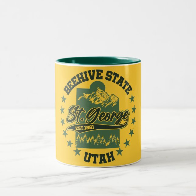 St. George,Utah Two-Tone Coffee Mug (Center)