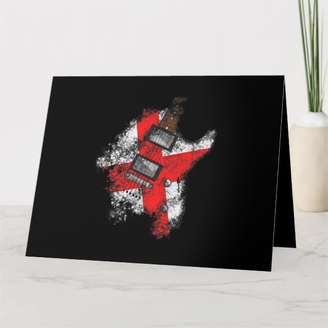 St Georges Day Guitar England Flag Musician Card (Front)