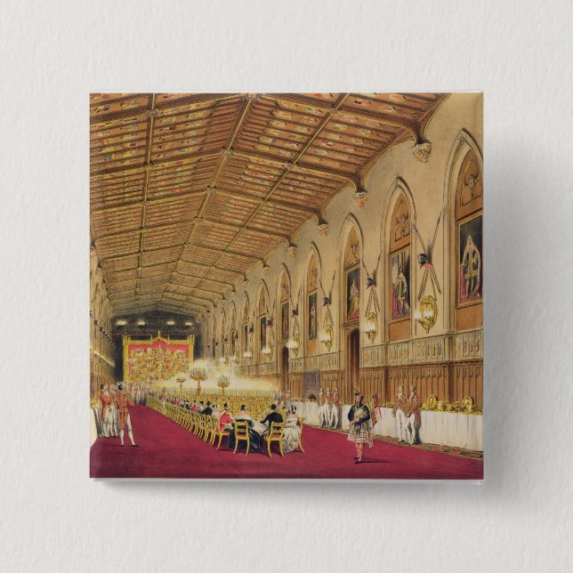 St George's Hall, Windsor Castle, 1838 (colour lit 15 Cm Square Badge (Front)