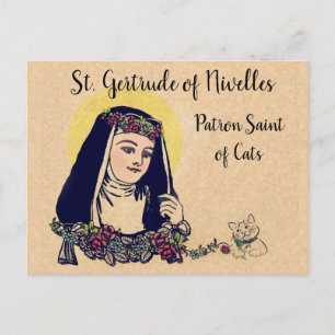 St. Gertrude of Nivelles Patron Saint of Cats Postcard