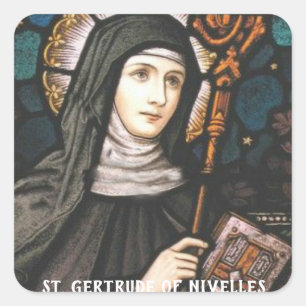 St. Gertrude of Nivelles Patron Saint of Cats Square Sticker