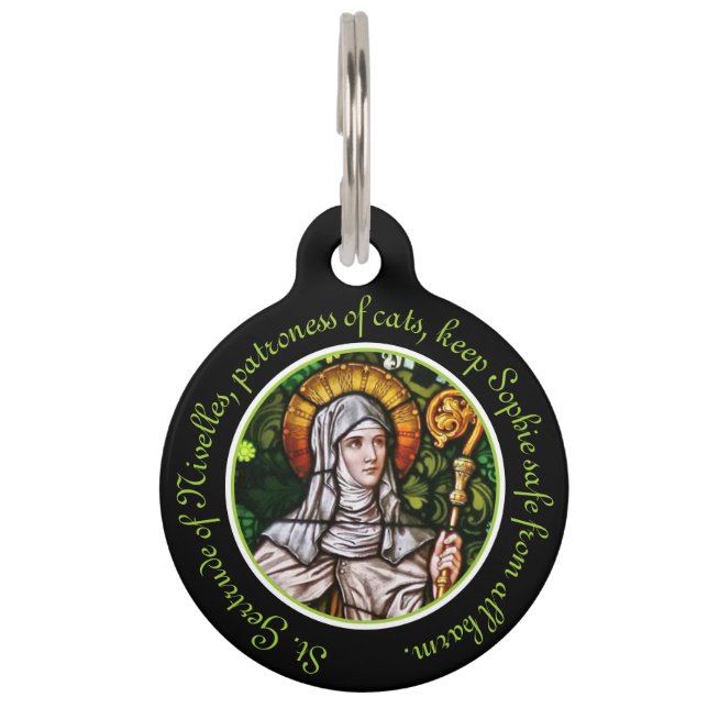 St. Gertrude of Nivelles Personalised Pet Tag (Front)
