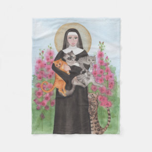 St. Gertrude Patron Saint of Cats Fleece Blanket