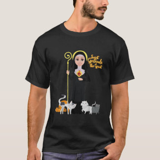 St Gertrude Patron Saint of Cats Lovers Great Nive T-Shirt