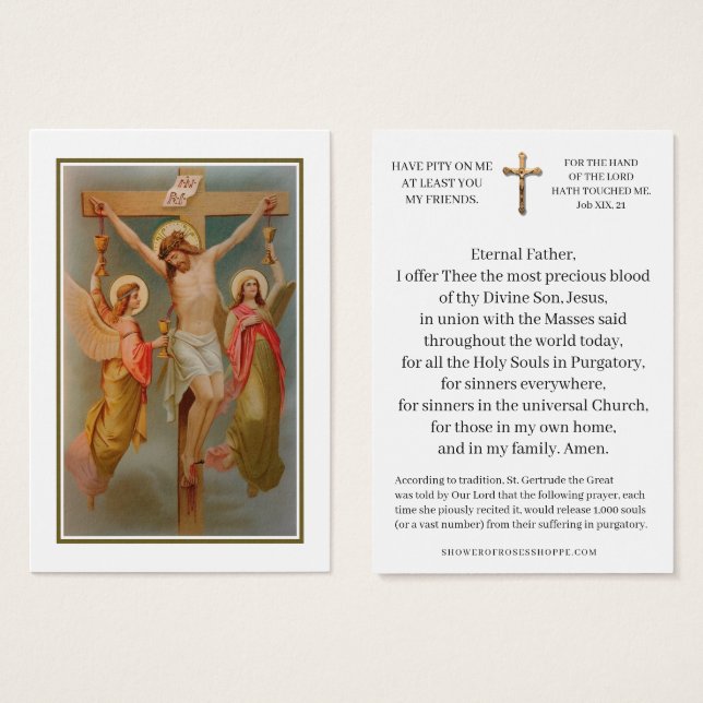 St. Gertrude Precious Blood Jesus Prayer Holy Card (Front & Back)