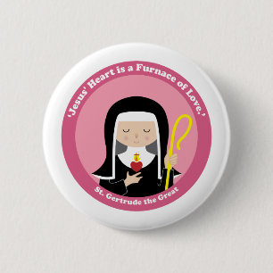 St. Gertrude the Great 6 Cm Round Badge