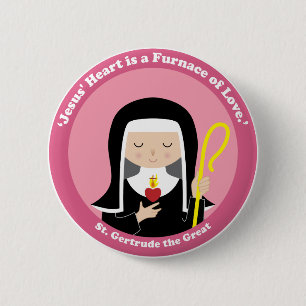 St. Gertrude the Great 6 Cm Round Badge