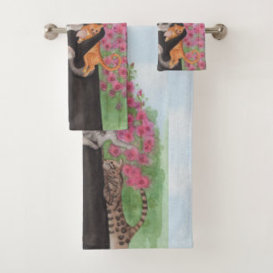 St. Gertrude The Original Crazy Cat Lady Folk Art Bath Towel Set