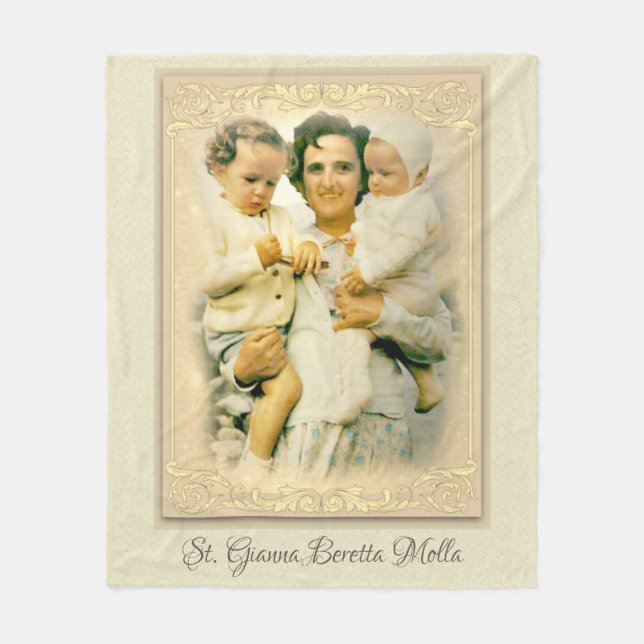 St. Gianna Beretta Molla Catholic Mother Fleece Blanket (Front)