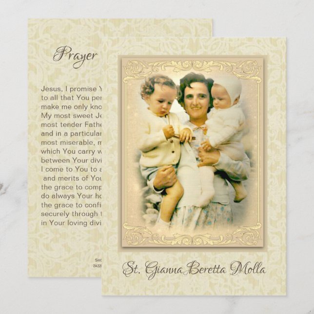 St. Gianna Beretta Molla Catholic Mother Prayer Invitation (Front/Back)