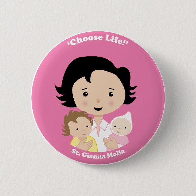 St. Gianna Molla 6 Cm Round Badge (Front)