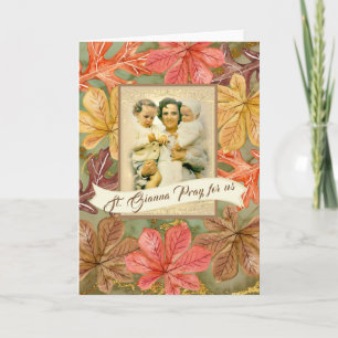 St. Gianna Molla  Thanksgiving  Autumn Leaves Holiday Card