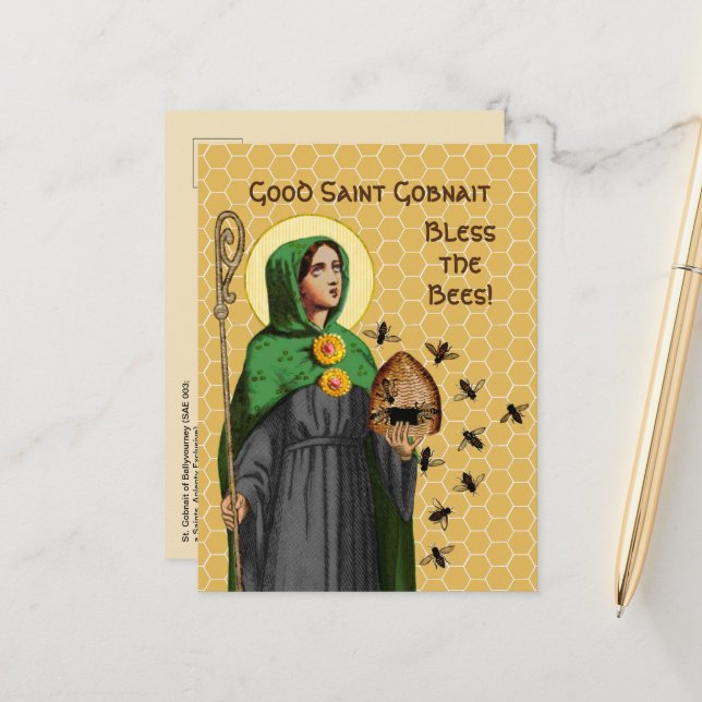 St. Gobnait of Ballyvourney (SAE 003) Postcard (Front/Back In Situ)