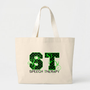 st green and black polka dots large tote bag