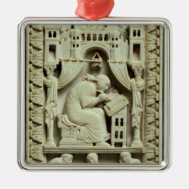 St. Gregory writing with scribes below Metal Tree Decoration (Front)