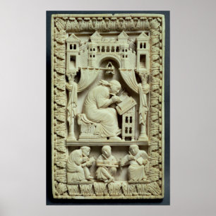 St. Gregory writing with scribes below Poster