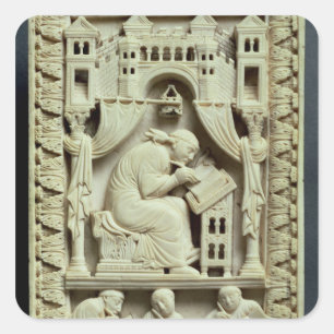 St. Gregory writing with scribes below Square Sticker