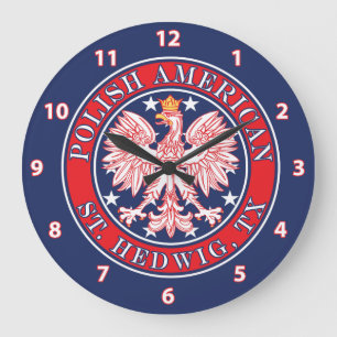 St. Hedwig Texas Polish American Eagle Large Clock