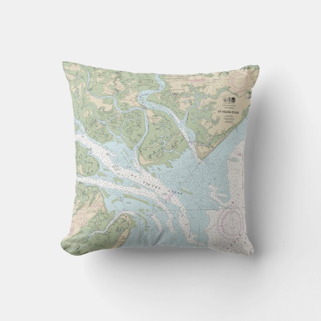 St Helena Sound Nautical Chart 11517 Cushion (Front)