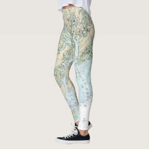 St Helena Sound to Savannah River Nautical Chart Leggings