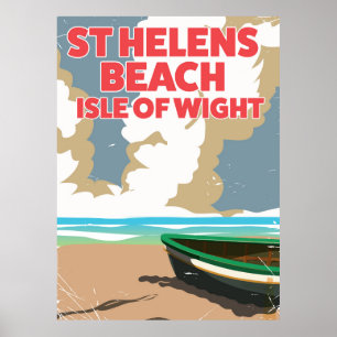 St helens beach isle of wight travel poster