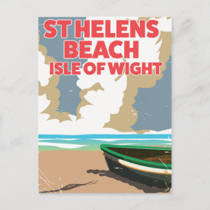St helens beach isle of wight travel poster postcard