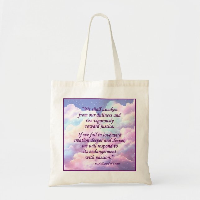 St. Hildegard of Bingen Quote Tote Bag (Front)