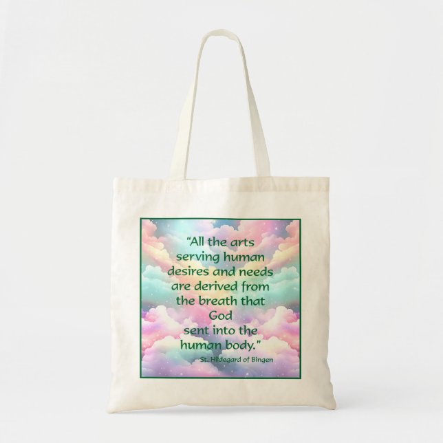 St. Hildegard of Bingen Quote Tote Bag (Front)