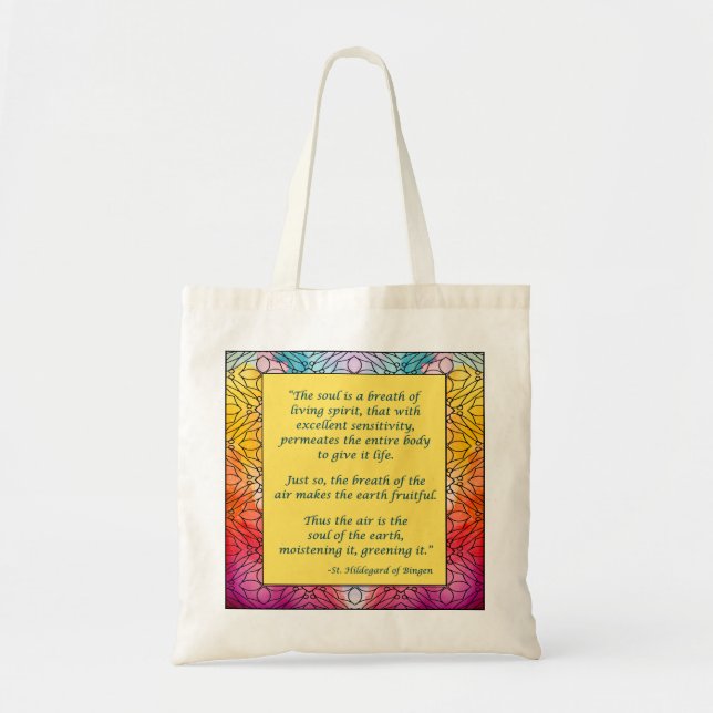 St. Hildegard of Bingen Quote Tote Bag (Front)