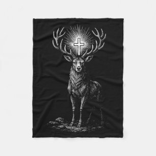 St. Hubert Hubertus Patron Saint Of Hunters Stag C Fleece Blanket
