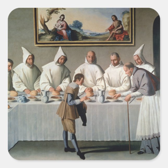 St. Hugh of Cluny (1024-1109) in the Refectory of Square Sticker (Front)