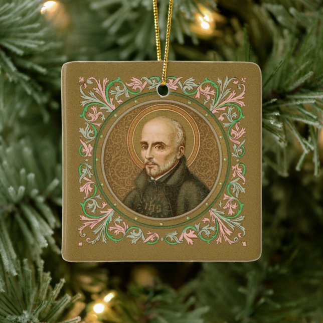 St. Ignatius Loyola (BK 050; Motto) Ceramic Ornament (Tree)