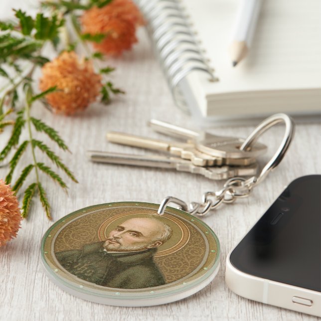 St. Ignatius Loyola (BK 050; Motto in English) Key Ring (Front Right)