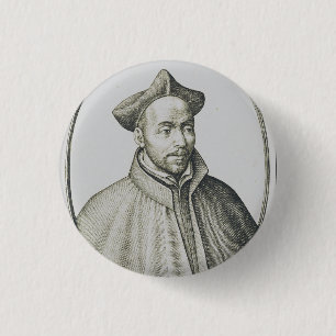 St. Ignatius of Loyola Engraving Antique Art 3 Cm Round Badge