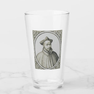 St. Ignatius of Loyola Engraving Antique Art Glass