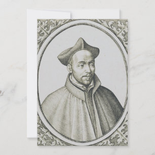 St. Ignatius of Loyola Engraving Antique Art Invitation