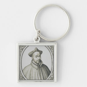 St. Ignatius of Loyola Engraving Antique Art Key Ring