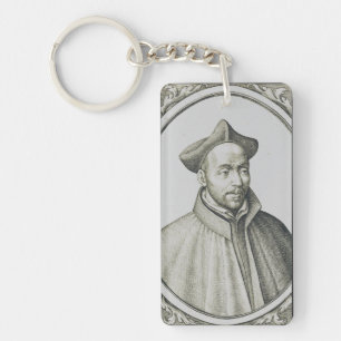 St. Ignatius of Loyola Engraving Antique Art Key Ring