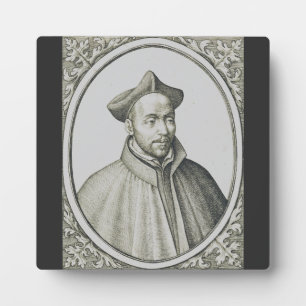 St. Ignatius of Loyola Engraving Antique Art Plaque