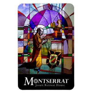 St. Ignatius Stained Glass with Montserrat Logo Magnet